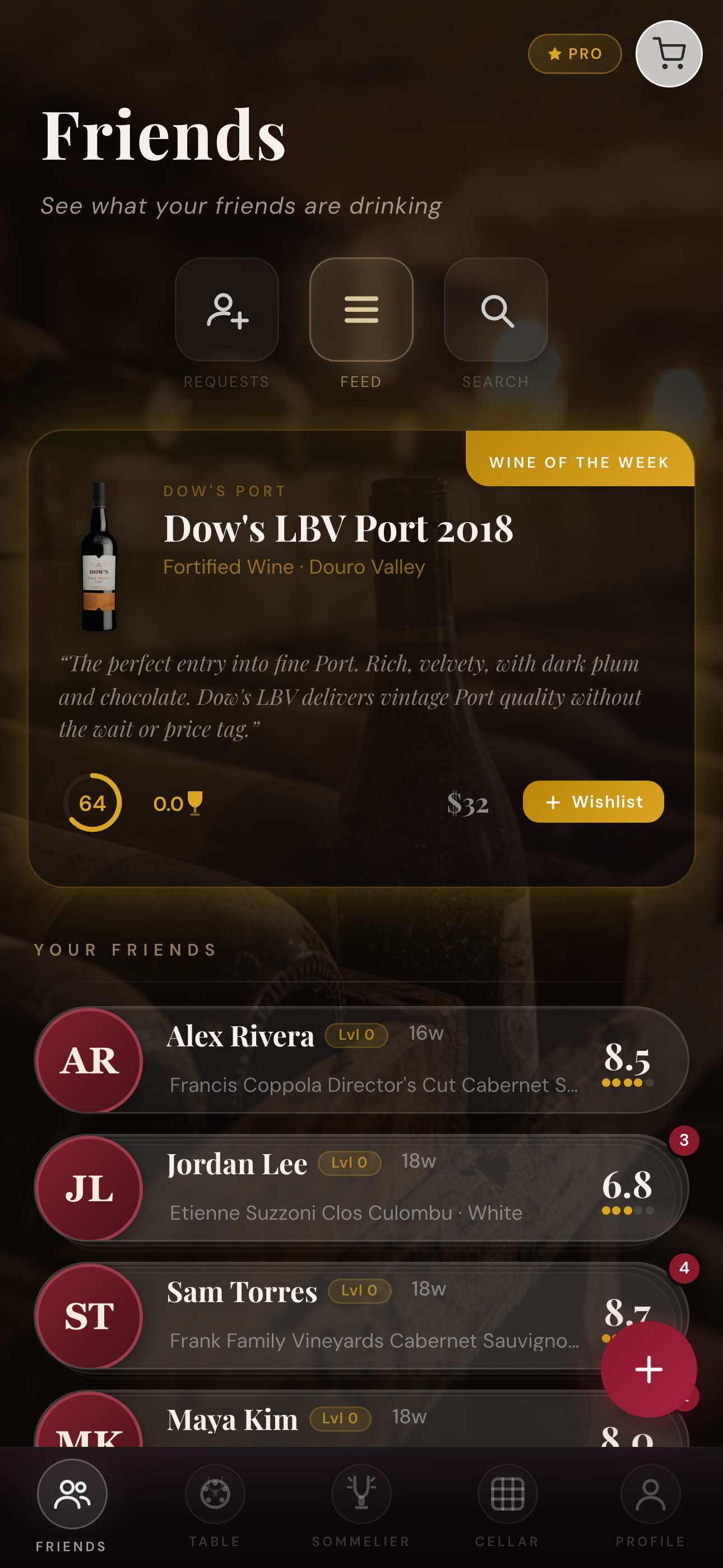 Friends feed with Wine of the Week